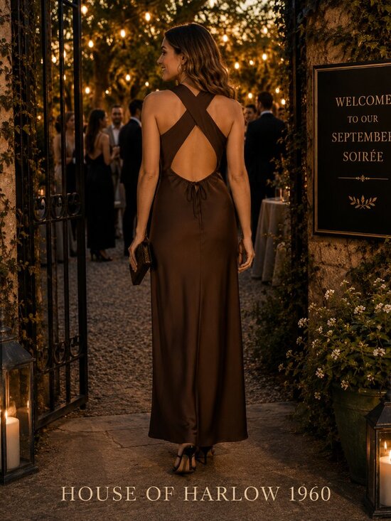 House of Harlow 1960 Dresses & Skirts - new House Of Harlow 1960 Satin Slip Maxi Dress Chocolate 3T4 268